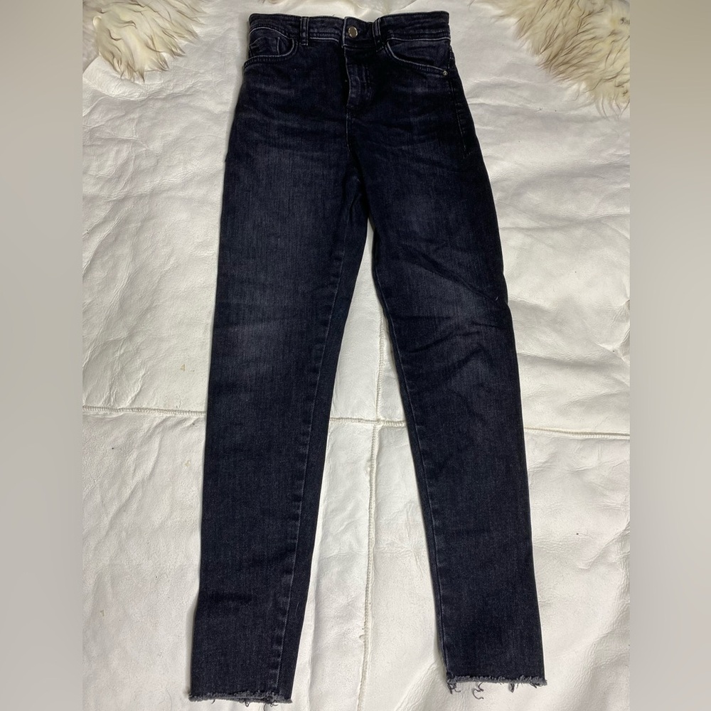 Zara high rise waisted black denim skinny jeans